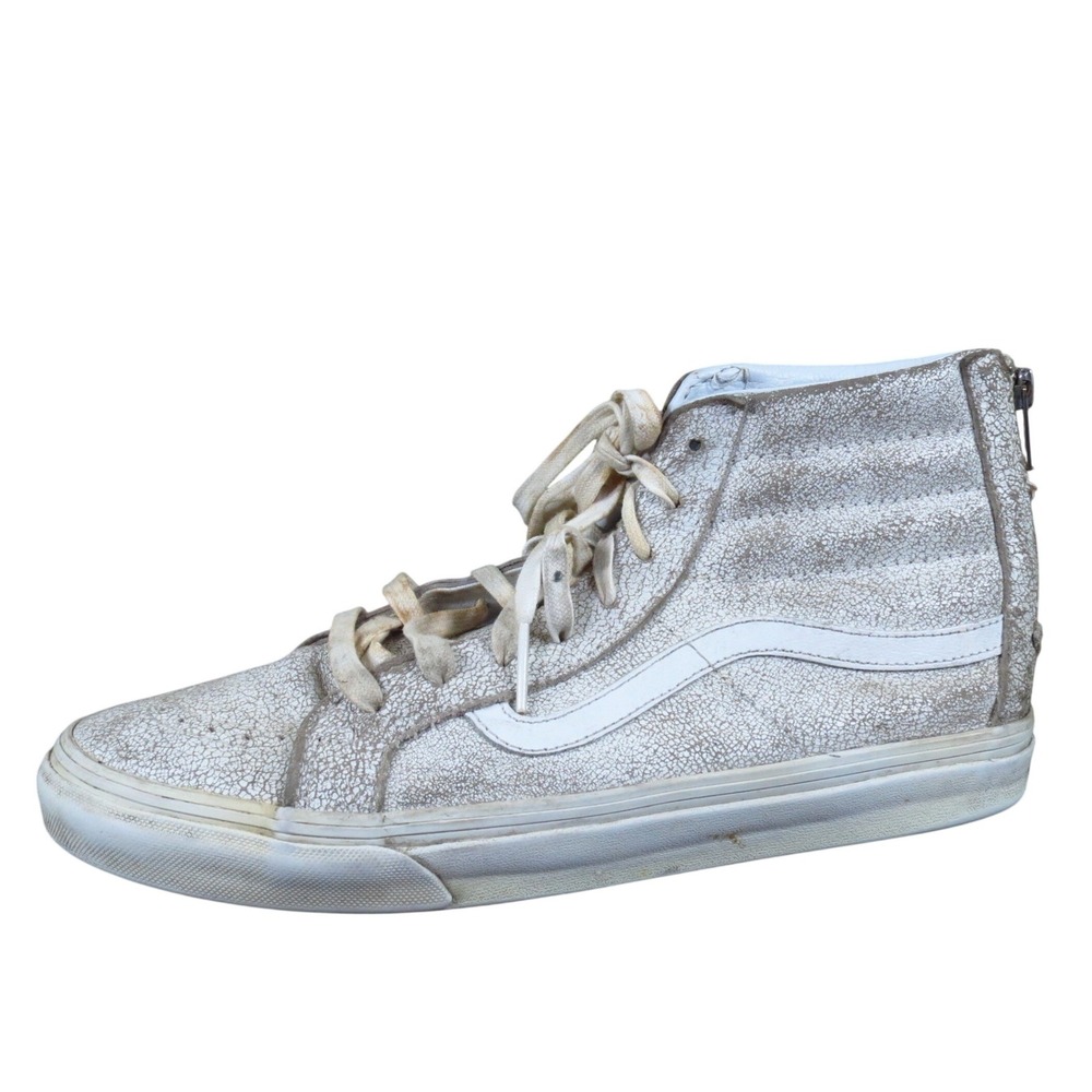 Vans Sk8-Hi Slim Zip Men Athletic High Top Shoe Size 9.5 Casual Crackled Suede